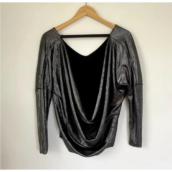 NWT Urban Outfitters Silence + Noise Metallic Cowl Open Back Blouse XS - Picture 6 of 7